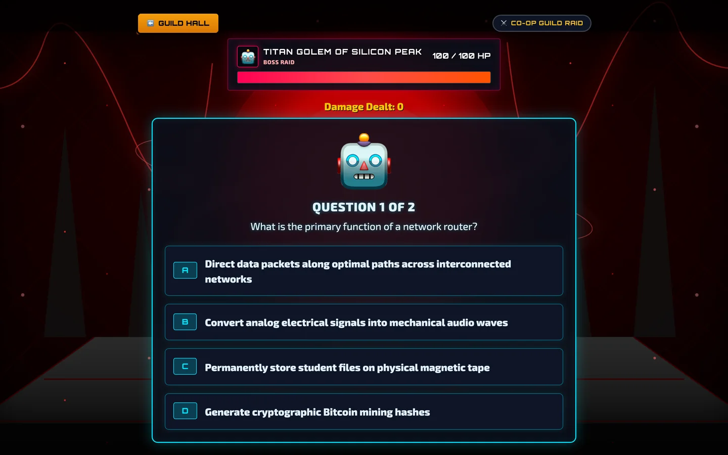 Dungeon Boss Battle Arena with Live Health Meters